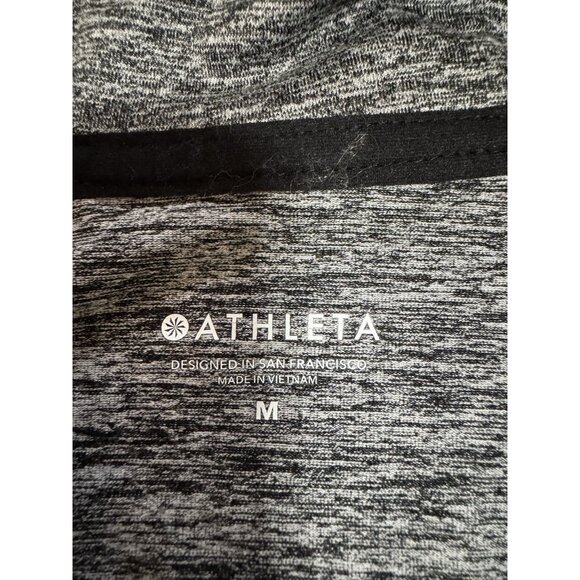 Athleta Jacket Women Medium Gray Black Heather Hoodie Full Zip Running Athletic - Picture 3 of 11